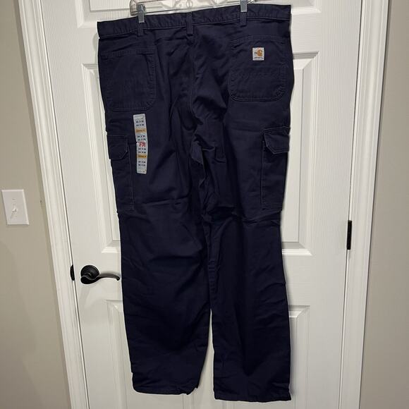 NEW Carhartt CAT 2 Mens 44x34 Dark Blue Flame Resistant Cargo Pants Original Fit - Picture 2 of 9